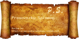 Presovszky Salamon névjegykártya